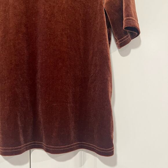Vera and Lucy Women's Velvet Short Sleeve Turtleneck Brown Size XS - Picture 2 of 9